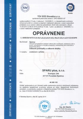 Oprávnenie - tlakové zariadenia 1/2